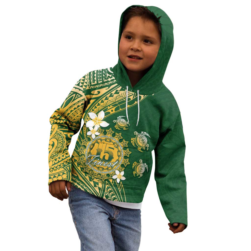 Cook Islands 15 Finest Kid Hoodie Plumeria Polynesian Turtle