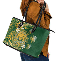 Cook Islands 15 Finest Leather Tote Bag Plumeria Polynesian Turtle LT05 - Polynesian Pride