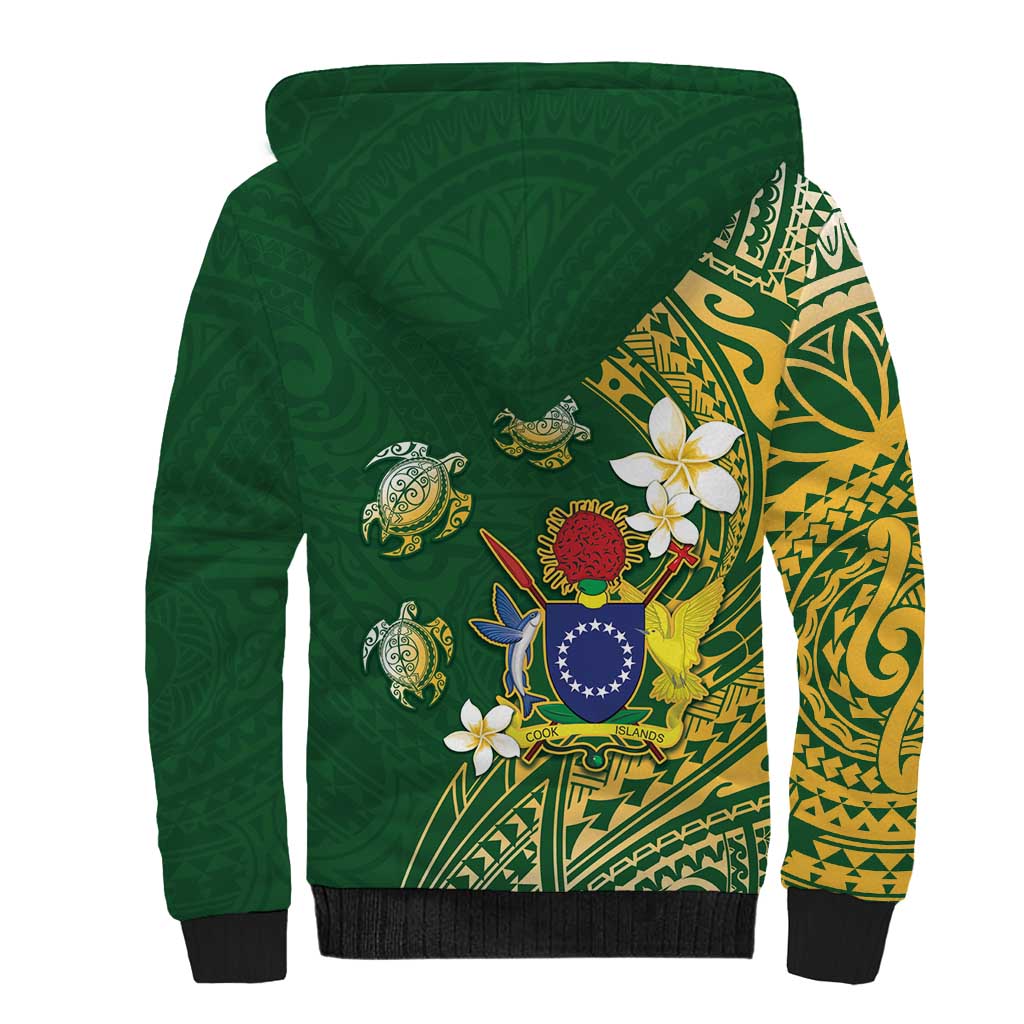 Cook Islands 15 Finest Sherpa Hoodie Plumeria Polynesian Turtle