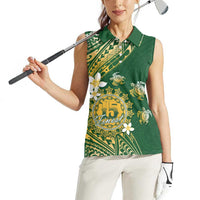 Cook Islands 15 Finest Women Sleeveless Polo Shirt Plumeria Polynesian Turtle LT05 - Polynesian Pride