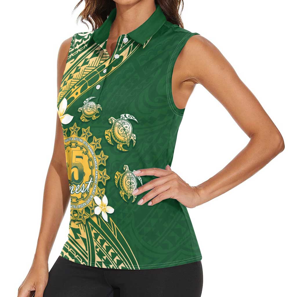 Cook Islands 15 Finest Women Sleeveless Polo Shirt Plumeria Polynesian Turtle LT05 - Polynesian Pride