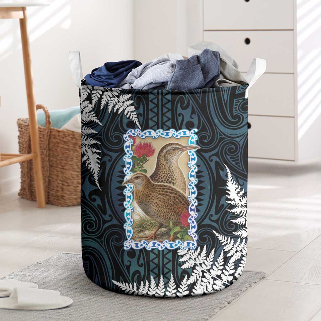 New Zealand Weka Laundry Basket Maori Hen Koru Pattern - Polynesian Pride