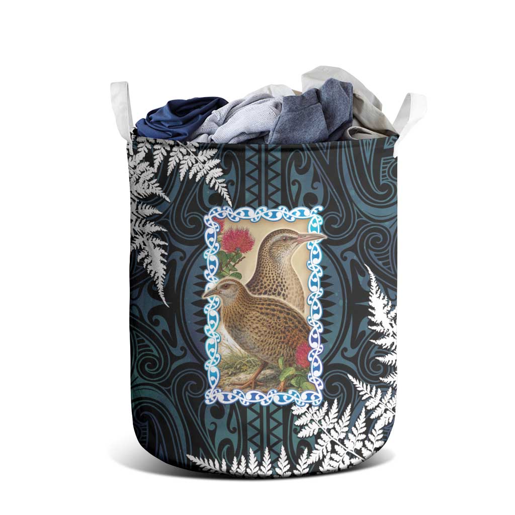 New Zealand Weka Laundry Basket Maori Hen Koru Pattern - Polynesian Pride