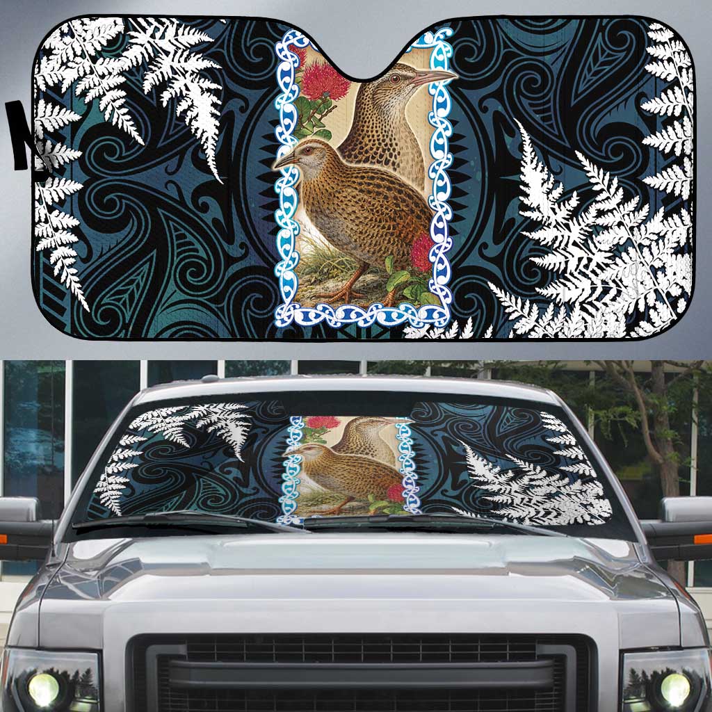 New Zealand Weka Auto Sun Shade Maori Hen Koru Pattern - Polynesian Pride
