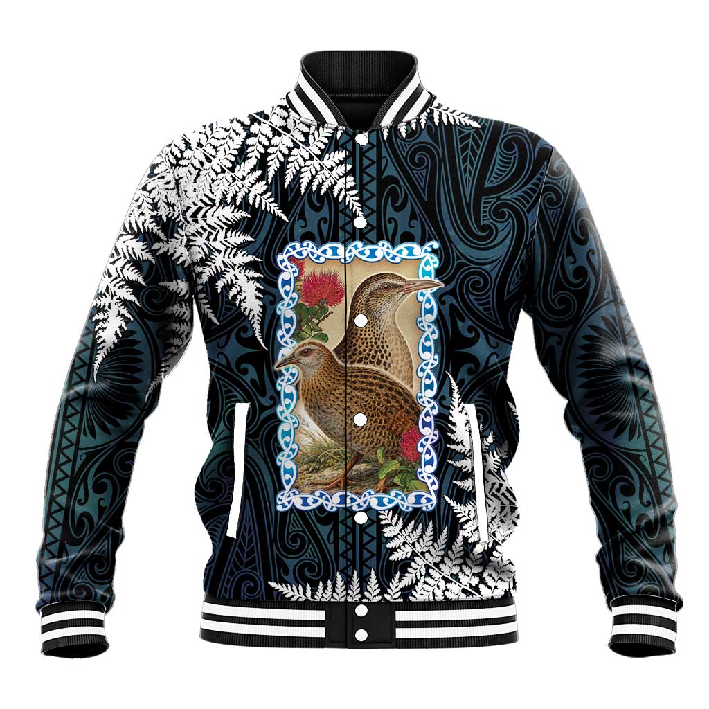 New Zealand Weka Baseball Jacket Maori Hen Koru Pattern - Polynesian Pride