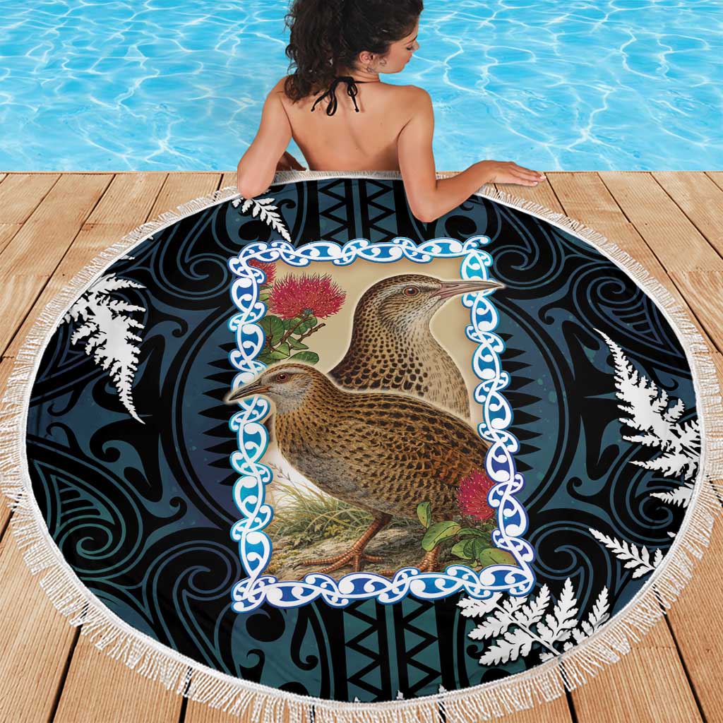 New Zealand Weka Beach Blanket Maori Hen Koru Pattern - Polynesian Pride