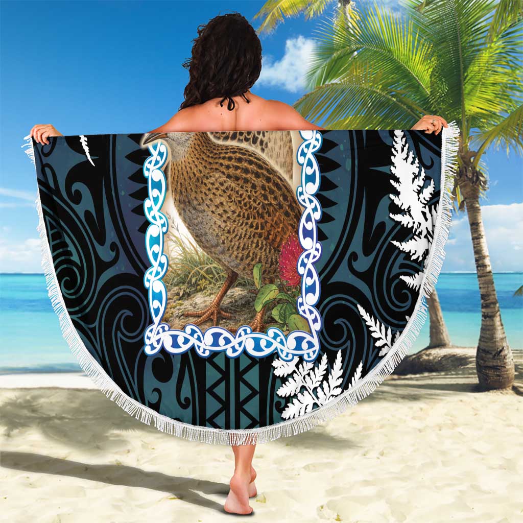New Zealand Weka Beach Blanket Maori Hen Koru Pattern - Polynesian Pride