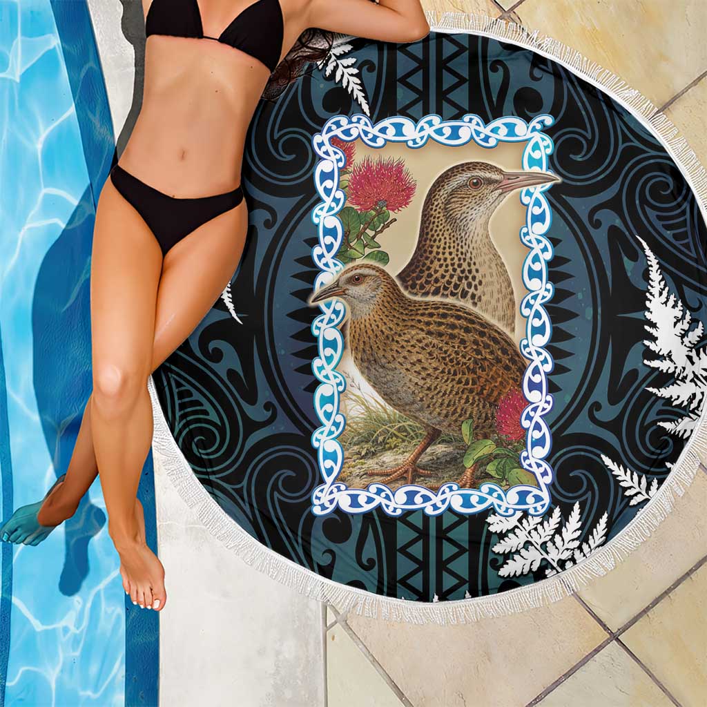 New Zealand Weka Beach Blanket Maori Hen Koru Pattern - Polynesian Pride