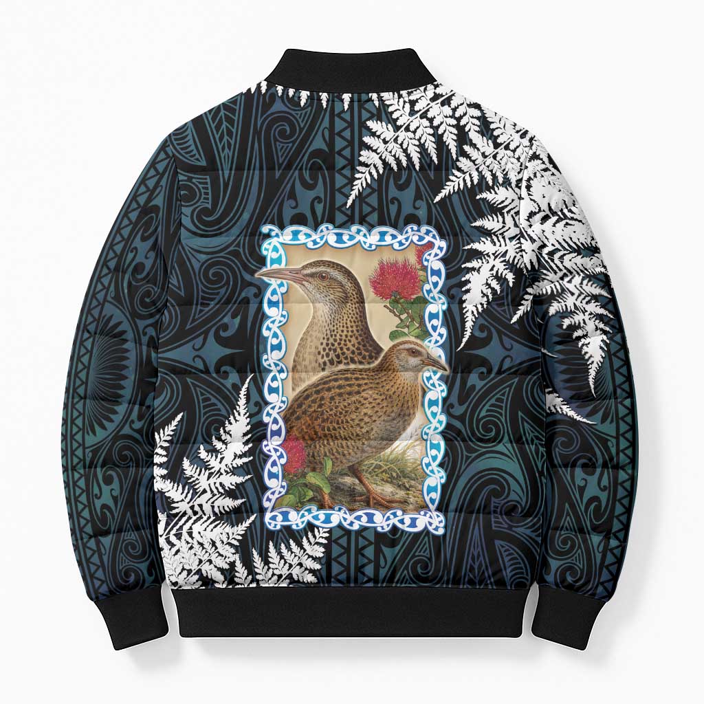 New Zealand Weka Bomber Puffer Jacket Maori Hen Koru Pattern LT05 - Polynesian Pride