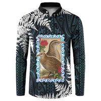 New Zealand Weka Button Sweatshirt Maori Hen Koru Pattern - Polynesian Pride