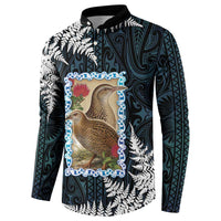 New Zealand Weka Button Sweatshirt Maori Hen Koru Pattern - Polynesian Pride
