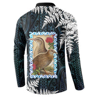 New Zealand Weka Button Sweatshirt Maori Hen Koru Pattern - Polynesian Pride
