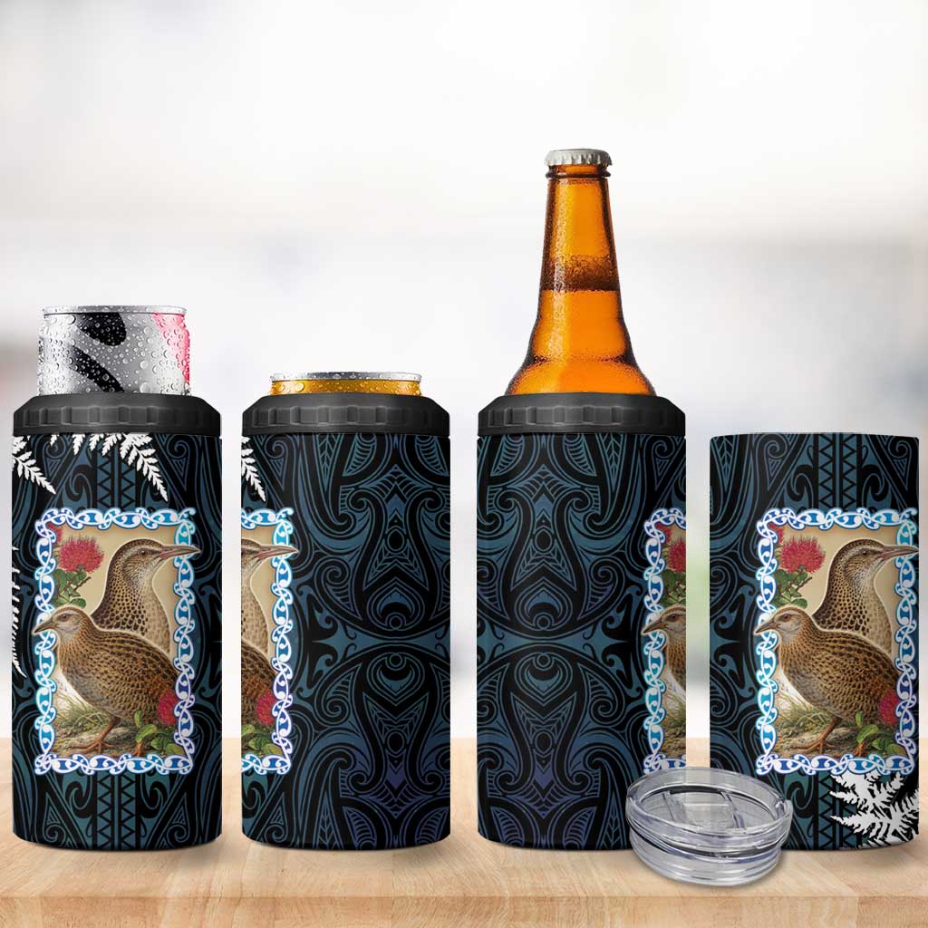 New Zealand Weka 4 in 1 Can Cooler Tumbler Maori Hen Koru Pattern - Polynesian Pride