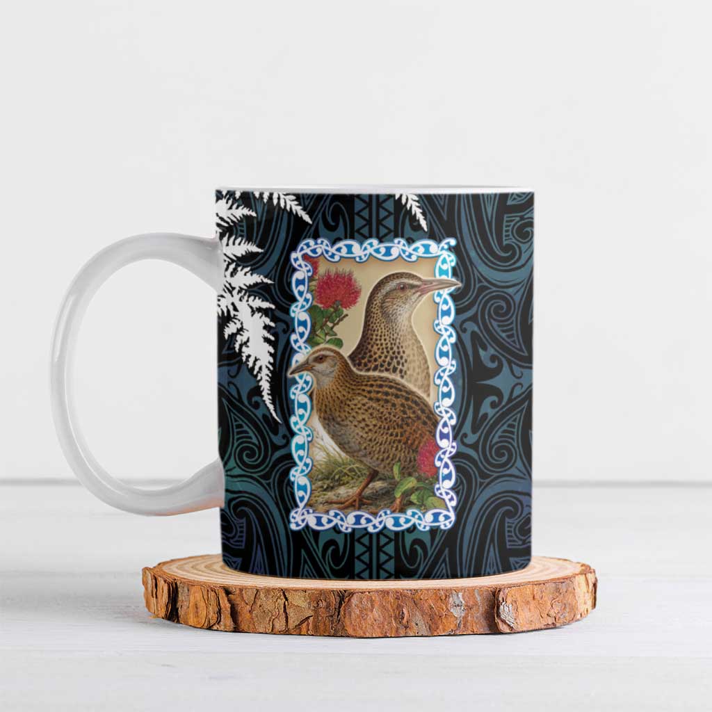 New Zealand Weka Ceramic Mug Maori Hen Koru Pattern - Polynesian Pride