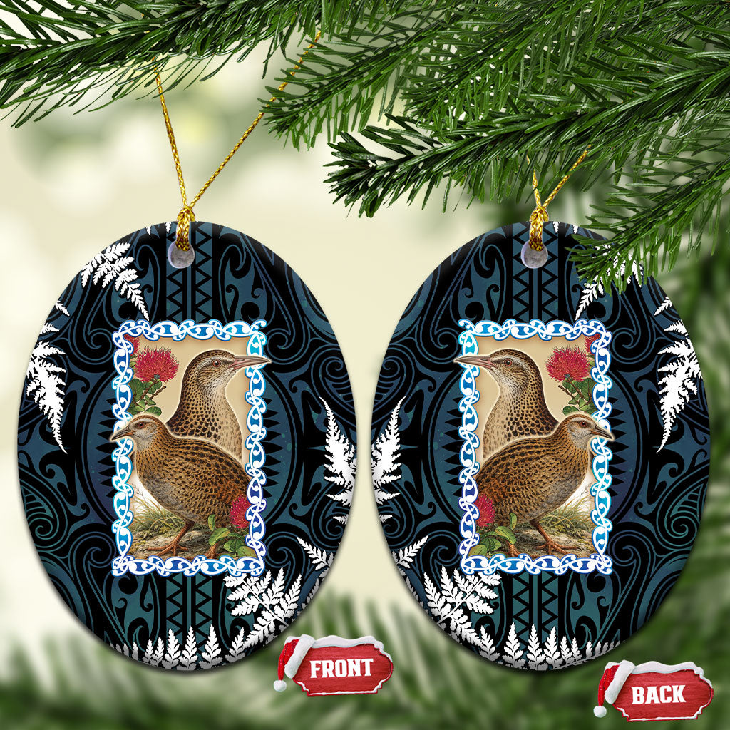 New Zealand Weka Ceramic Ornament Maori Hen Koru Pattern