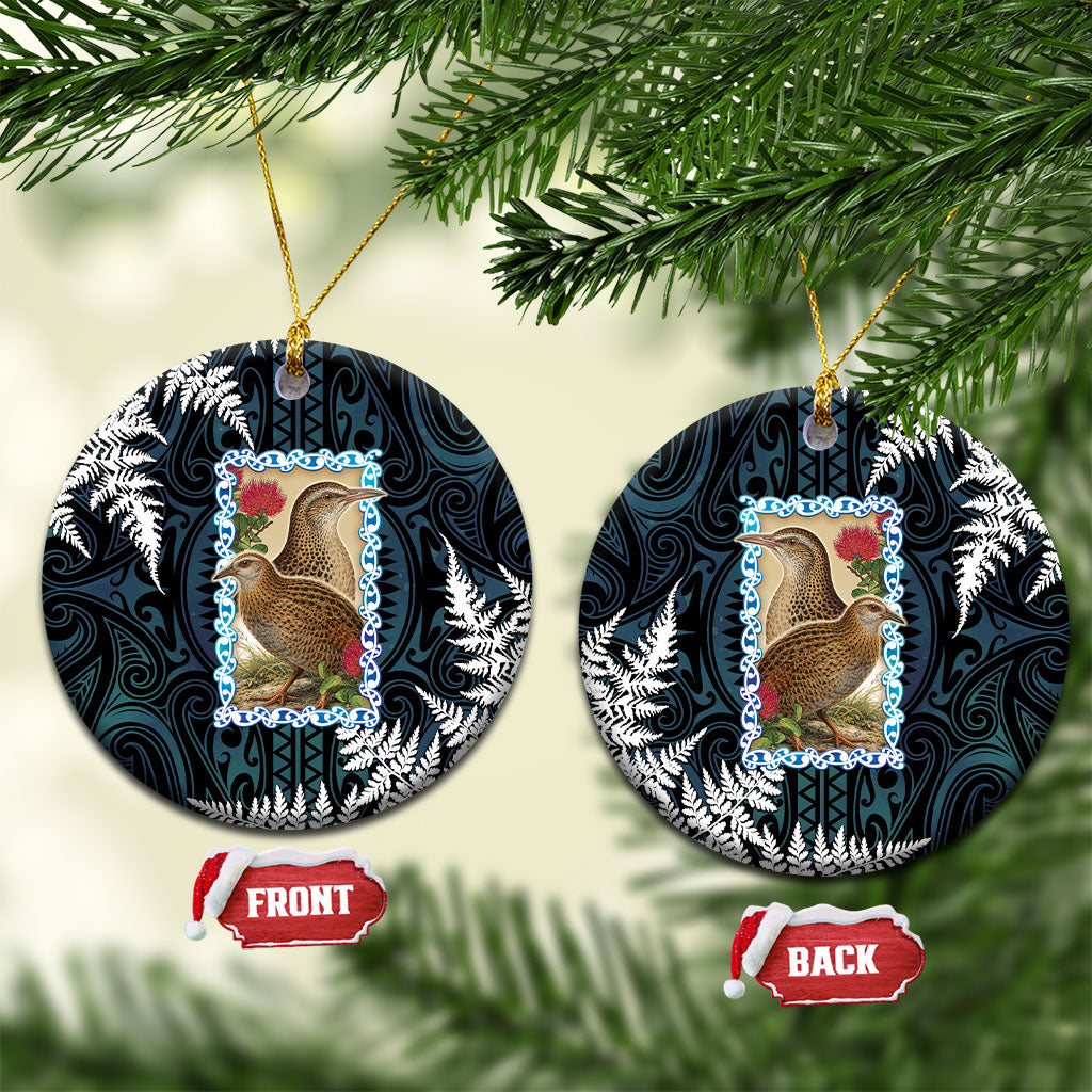 New Zealand Weka Ceramic Ornament Maori Hen Koru Pattern