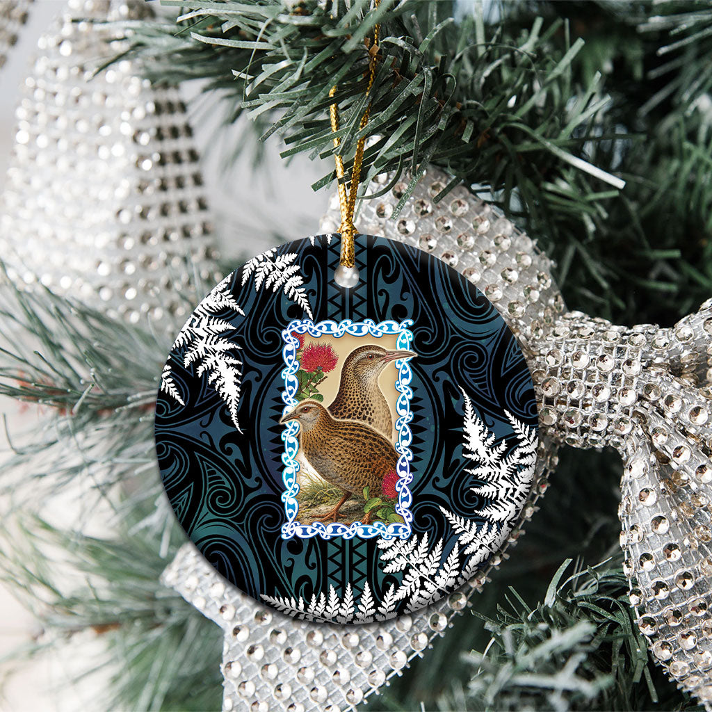 New Zealand Weka Ceramic Ornament Maori Hen Koru Pattern
