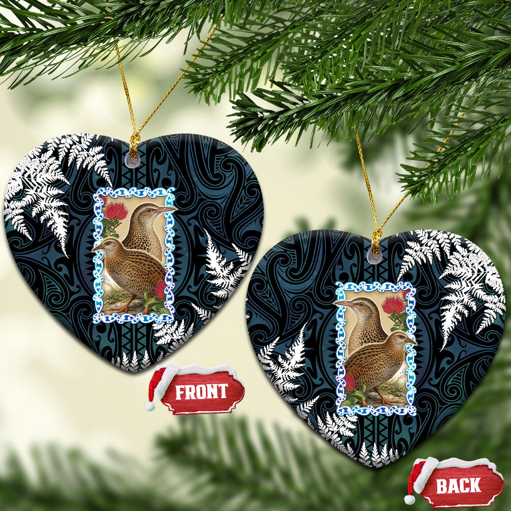 New Zealand Weka Ceramic Ornament Maori Hen Koru Pattern