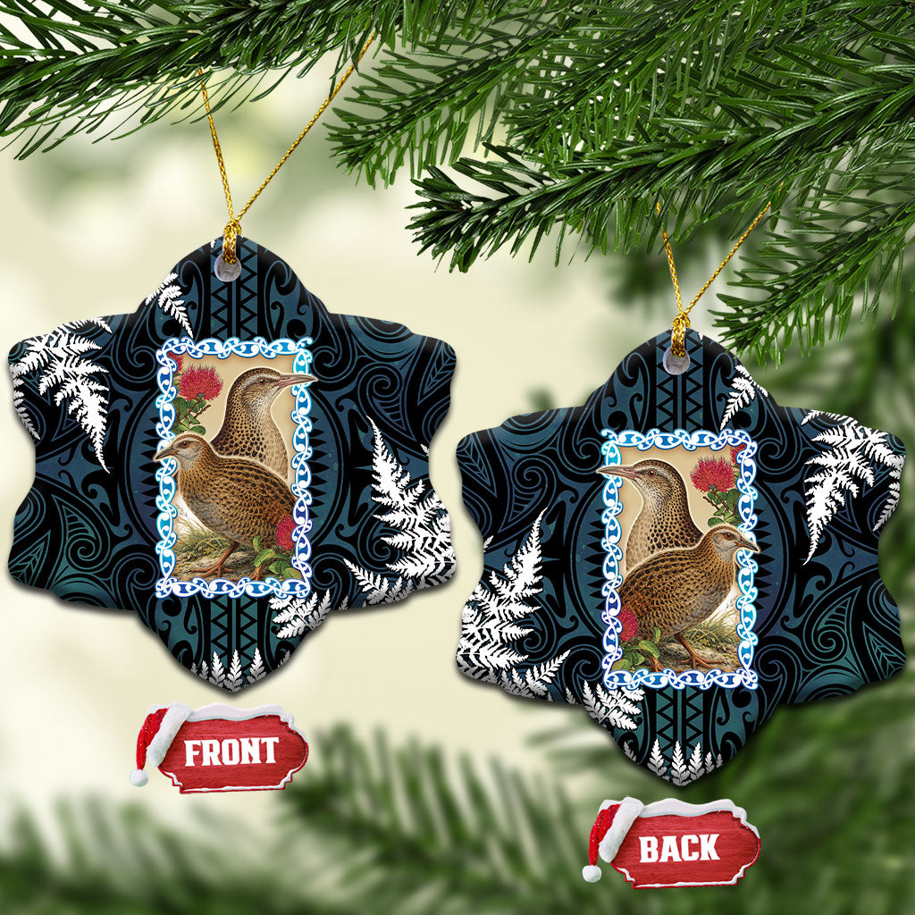 New Zealand Weka Ceramic Ornament Maori Hen Koru Pattern
