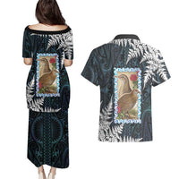 New Zealand Weka Couples Matching Puletasi and Hawaiian Shirt Maori Hen Koru Pattern LT05 - Polynesian Pride
