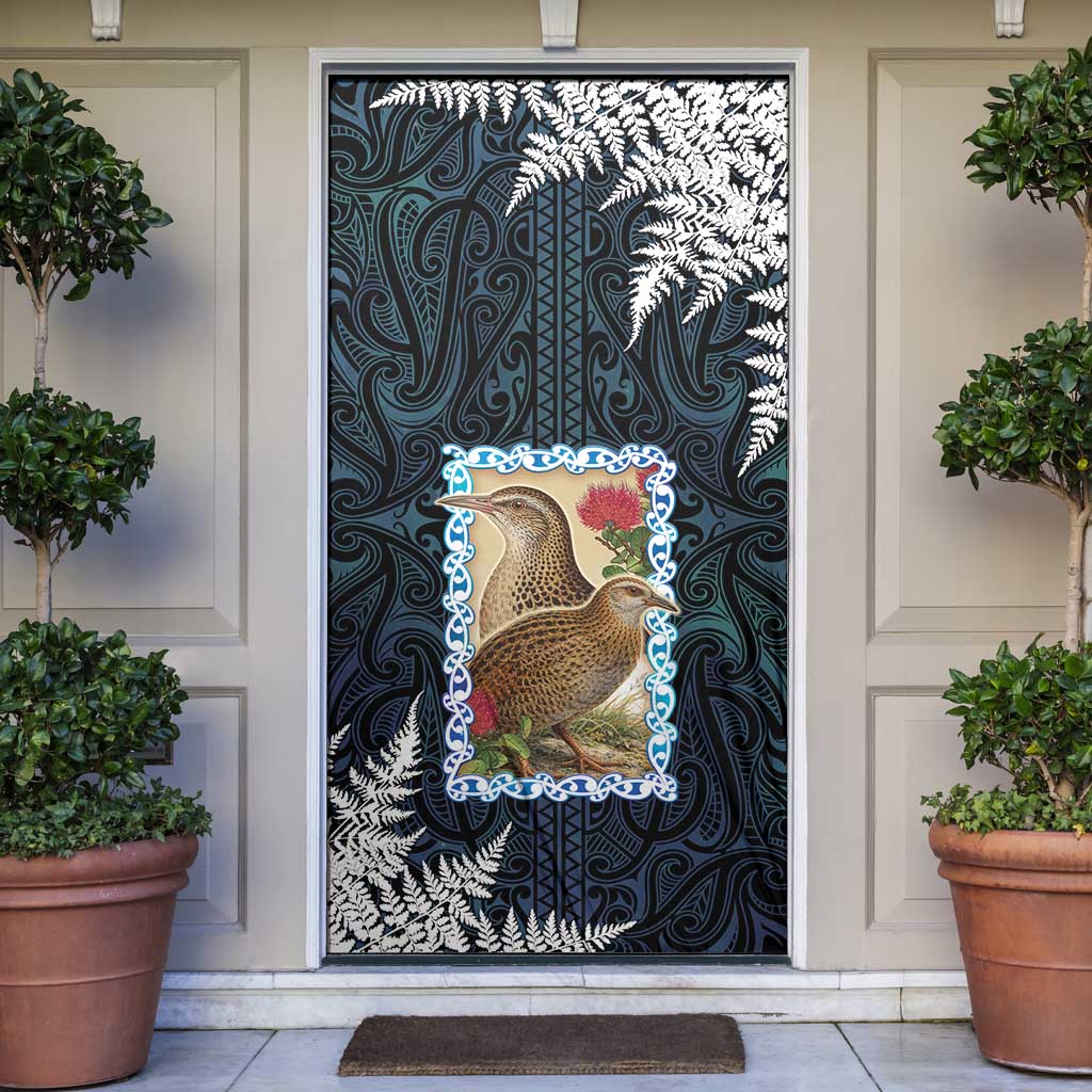 New Zealand Weka Door Cover Maori Hen Koru Pattern - Polynesian Pride