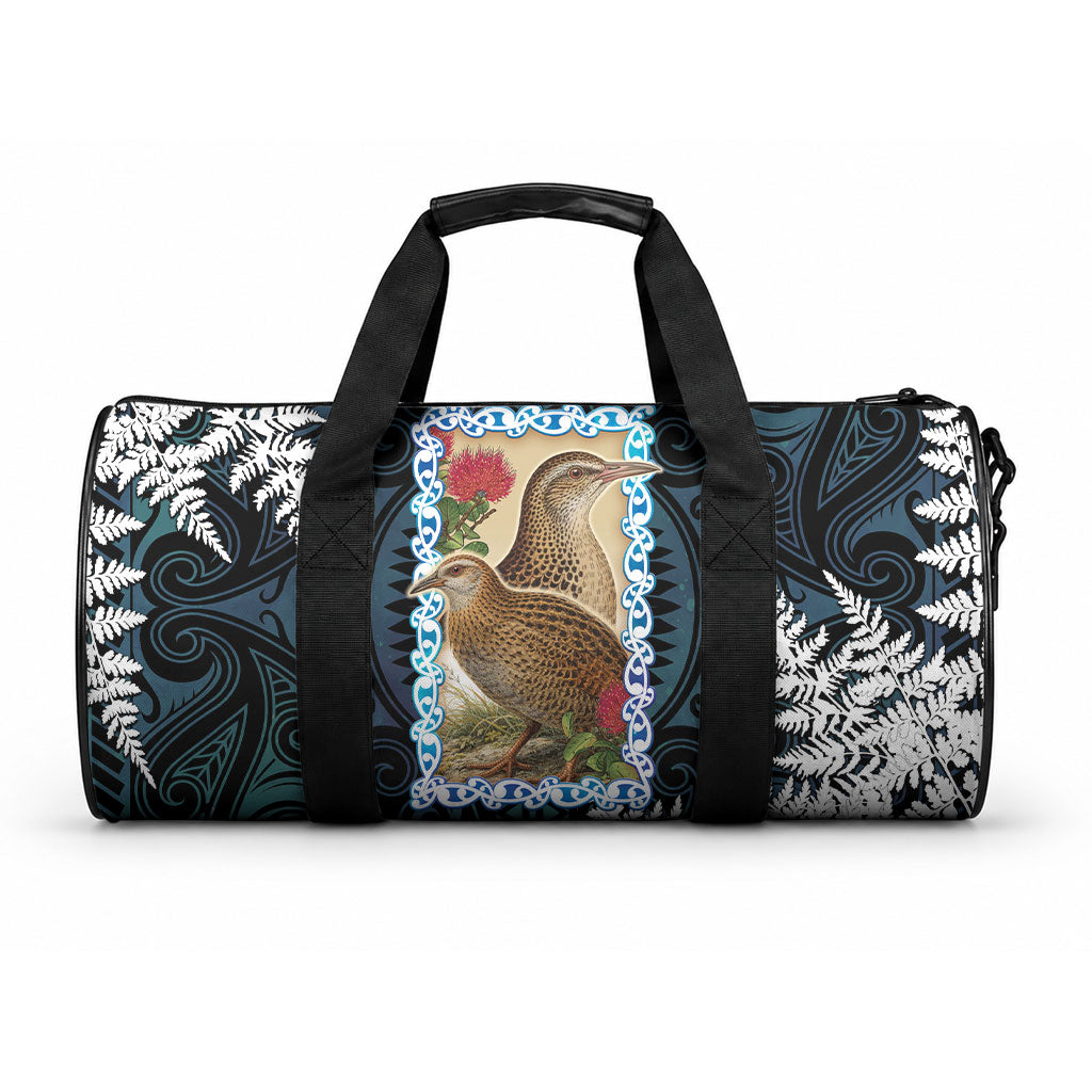 New Zealand Weka Duffle Bag Maori Hen Koru Pattern