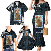 New Zealand Weka Family Matching Mermaid Dress and Hawaiian Shirt Maori Hen Koru Pattern