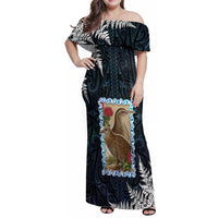 New Zealand Weka Family Matching Off Shoulder Maxi Dress and Hawaiian Shirt Maori Hen Koru Pattern