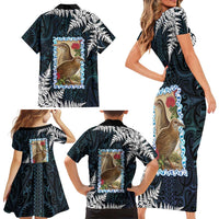 New Zealand Weka Family Matching Short Sleeve Bodycon Dress and Hawaiian Shirt Maori Hen Koru Pattern