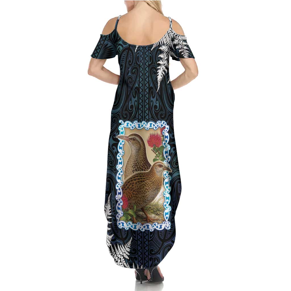 New Zealand Weka Family Matching Summer Maxi Dress and Hawaiian Shirt Maori Hen Koru Pattern