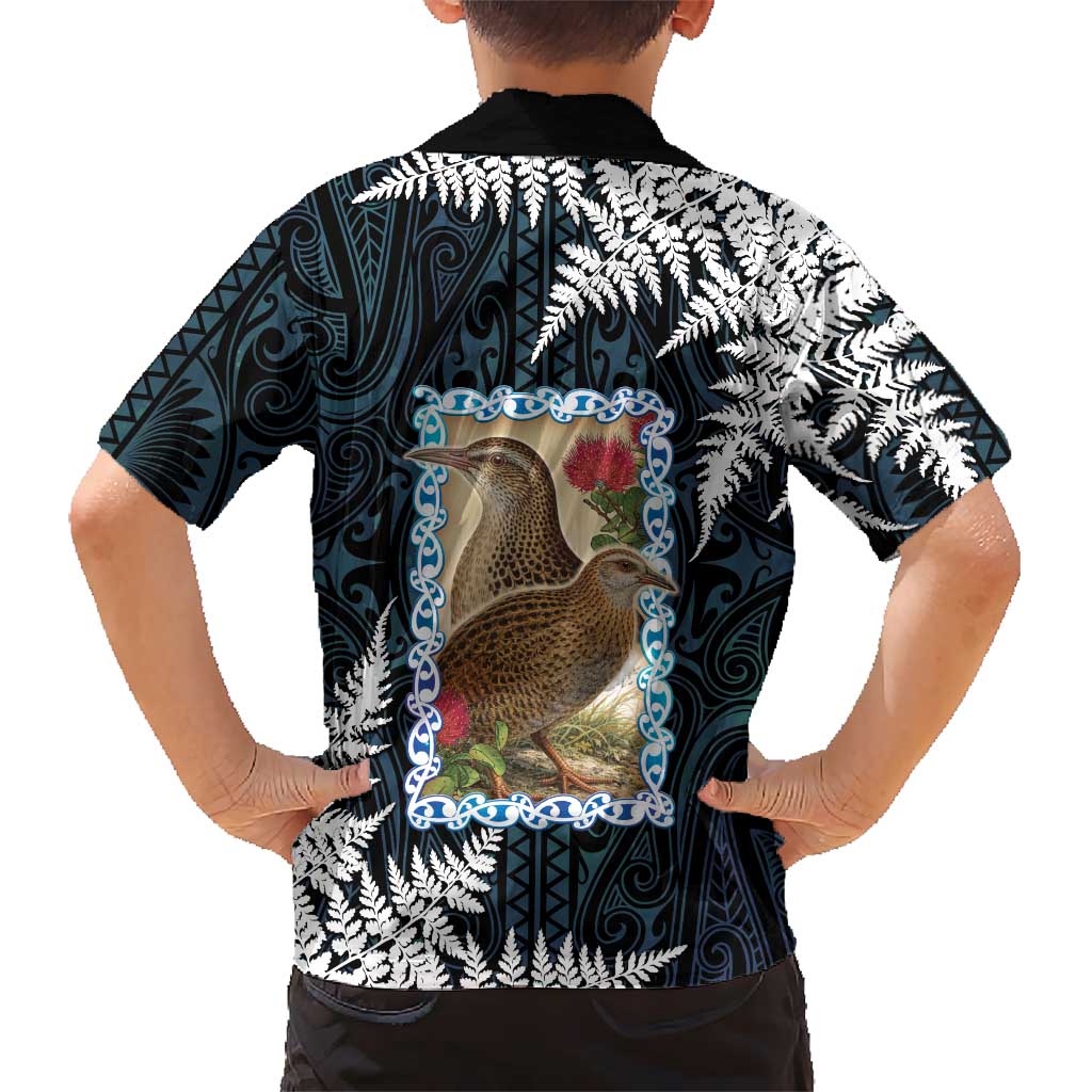 New Zealand Weka Family Matching Tank Maxi Dress and Hawaiian Shirt Maori Hen Koru Pattern