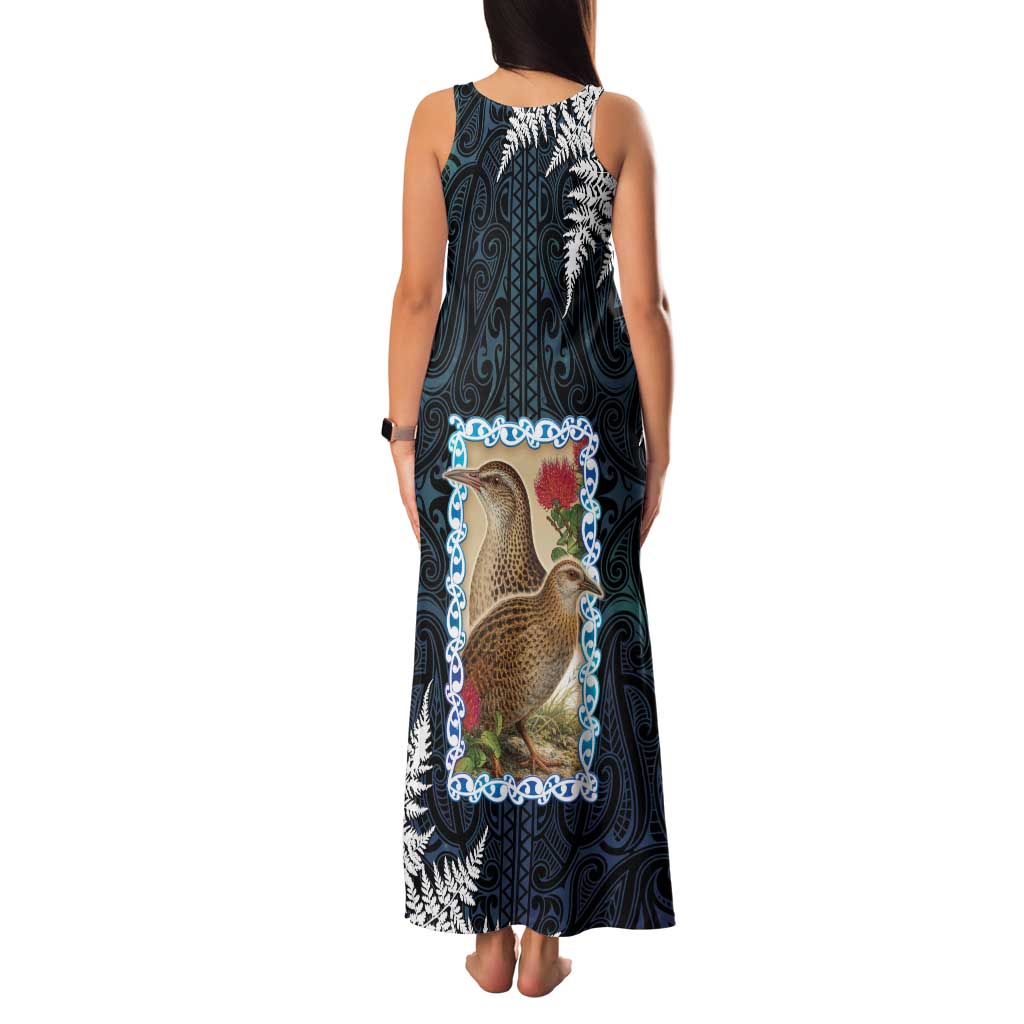 New Zealand Weka Family Matching Tank Maxi Dress and Hawaiian Shirt Maori Hen Koru Pattern