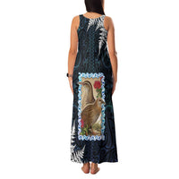 New Zealand Weka Family Matching Tank Maxi Dress and Hawaiian Shirt Maori Hen Koru Pattern