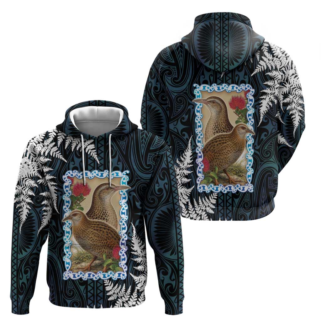 New Zealand Weka Hoodie Maori Hen Koru Pattern LT05 - Polynesian Pride