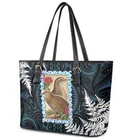 New Zealand Weka Leather Tote Bag Maori Hen Koru Pattern - Polynesian Pride