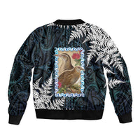 New Zealand Weka Sleeve Zip Bomber Jacket Maori Hen Koru Pattern - Polynesian Pride