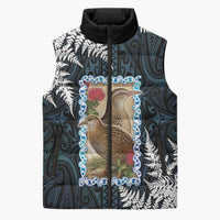 New Zealand Weka Sleeveless Puffer Jacket Maori Hen Koru Pattern - Polynesian Pride