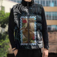 New Zealand Weka Sleeveless Puffer Jacket Maori Hen Koru Pattern - Polynesian Pride
