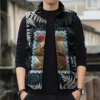 New Zealand Weka Sleeveless Puffer Jacket Maori Hen Koru Pattern - Polynesian Pride