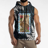 New Zealand Weka Sleeveless Zip Hoodie Maori Hen Koru Pattern - Polynesian Pride