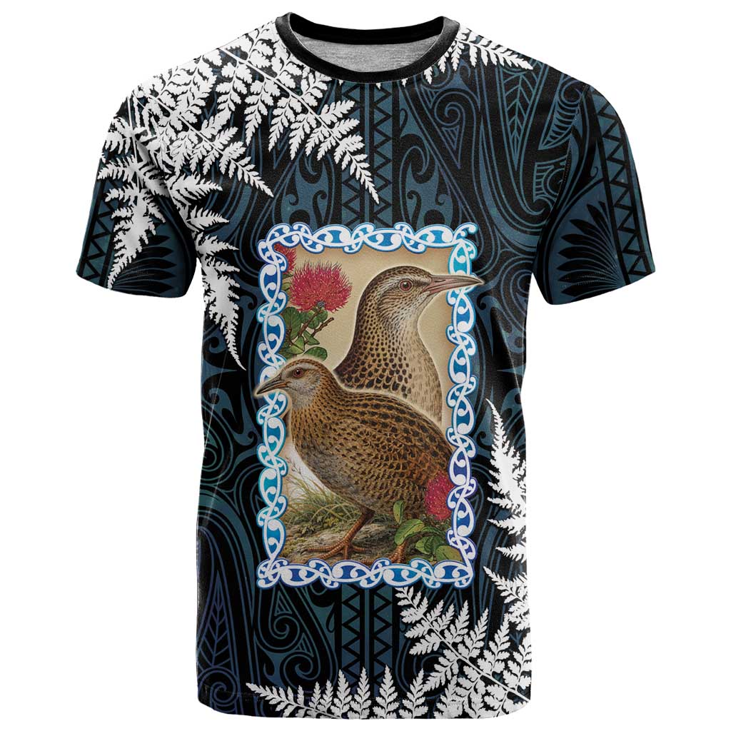 New Zealand Weka T Shirt Maori Hen Koru Pattern LT05 Black - Polynesian Pride