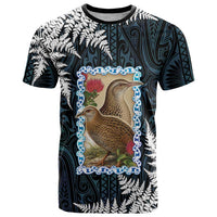 New Zealand Weka T Shirt Maori Hen Koru Pattern LT05 Black - Polynesian Pride