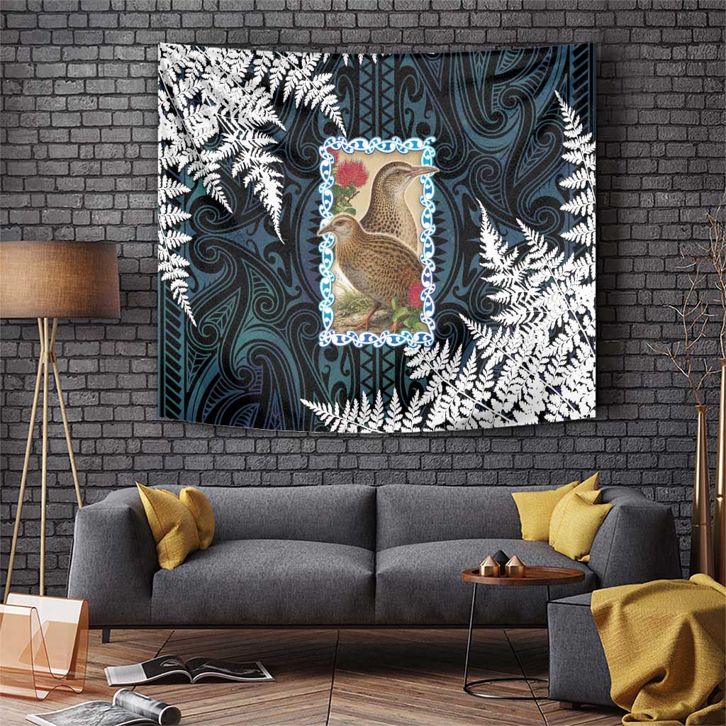 New Zealand Weka Tapestry Maori Hen Koru Pattern LT05 Black - Polynesian Pride