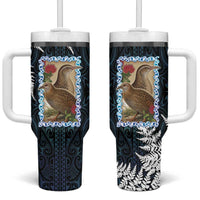 New Zealand Weka Tumbler With Handle Maori Hen Koru Pattern - Polynesian Pride