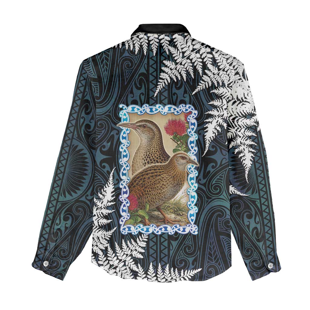 New Zealand Weka Women Casual Shirt Maori Hen Koru Pattern - Polynesian Pride