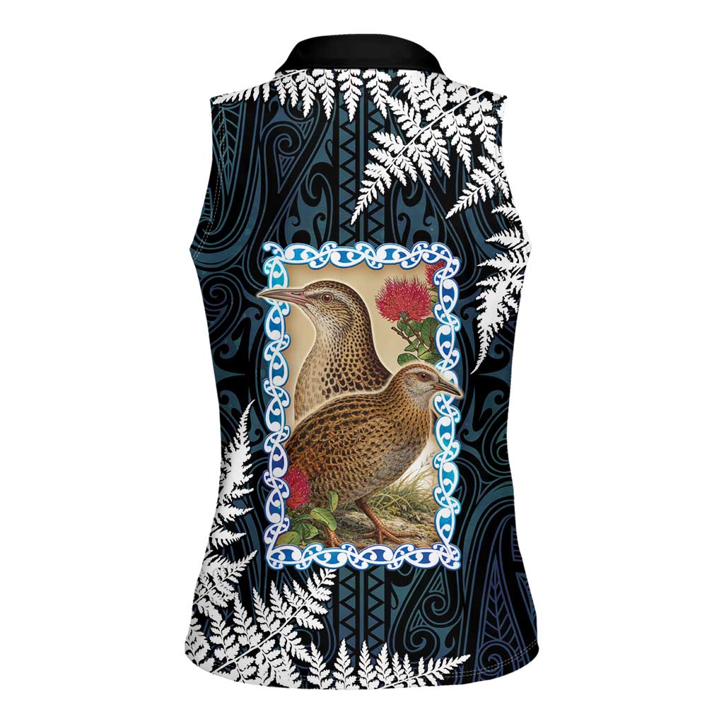 New Zealand Weka Women Sleeveless Polo Shirt Maori Hen Koru Pattern LT05 - Polynesian Pride