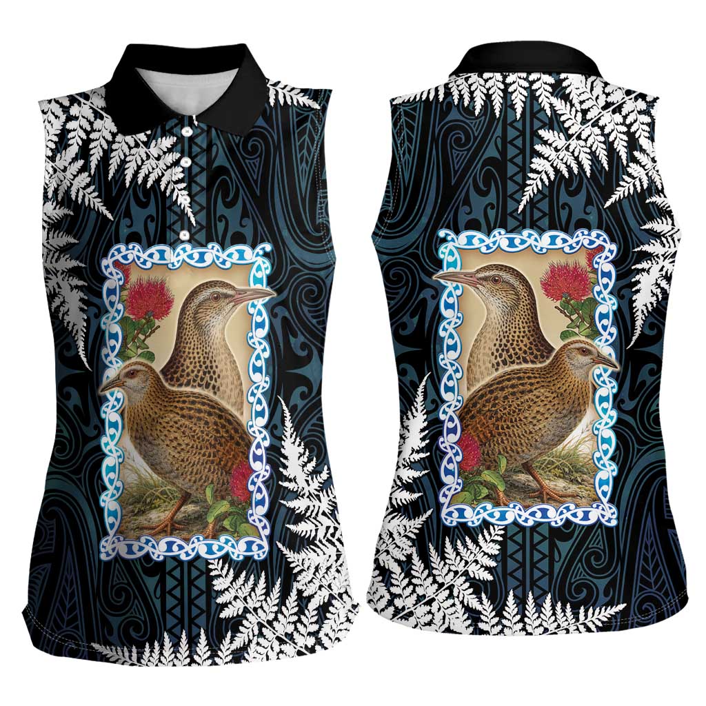 New Zealand Weka Women Sleeveless Polo Shirt Maori Hen Koru Pattern LT05 - Polynesian Pride