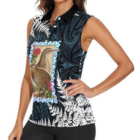 New Zealand Weka Women Sleeveless Polo Shirt Maori Hen Koru Pattern LT05 - Polynesian Pride
