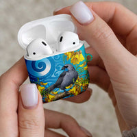 New Zealand Kokako Bird AirPods Case Maori Koru With Kowhai Flowers LT05 - Polynesian Pride