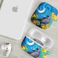 New Zealand Kokako Bird AirPods Case Maori Koru With Kowhai Flowers LT05 - Polynesian Pride